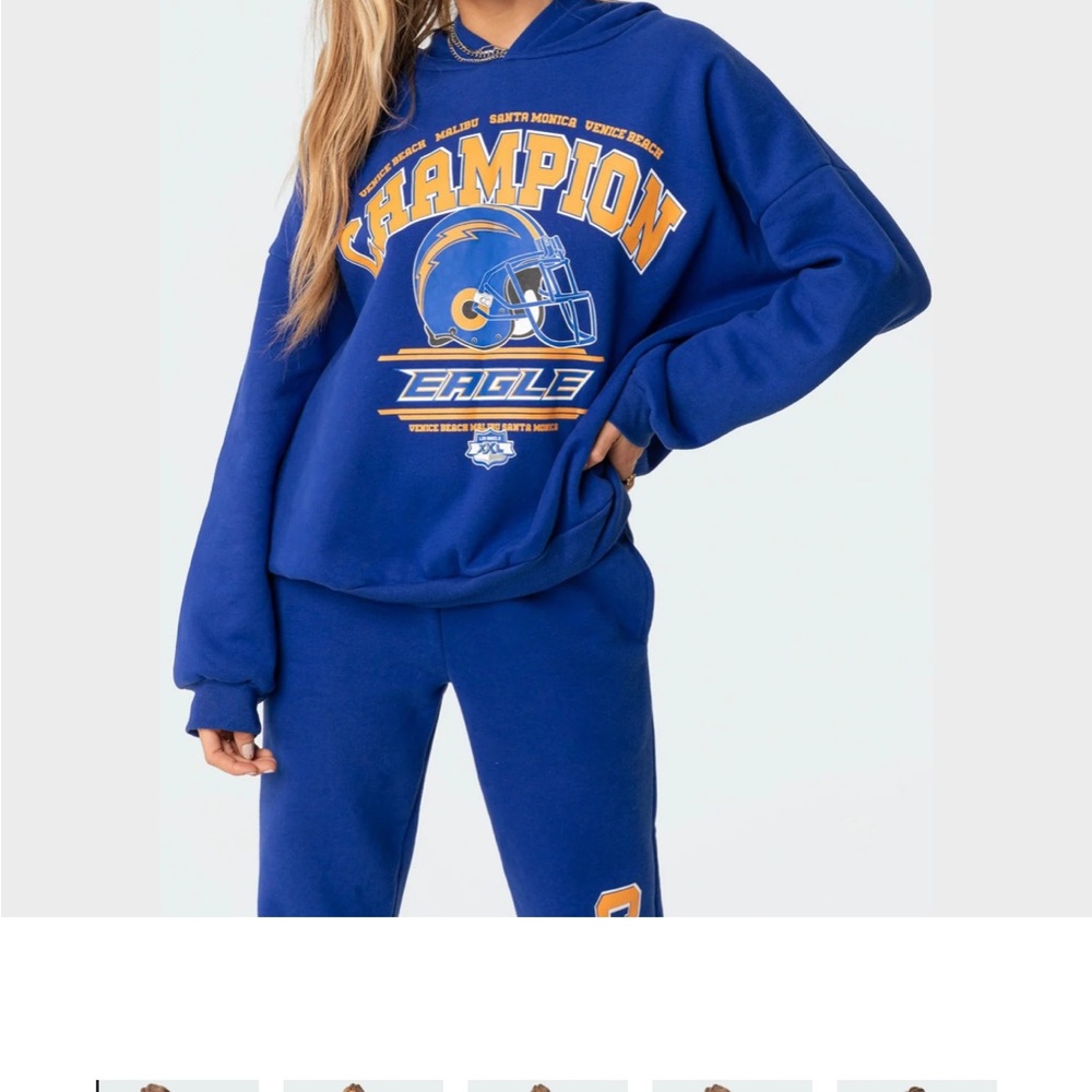 Edikted Blue Collegiate Sweatshirt Oversized Fit